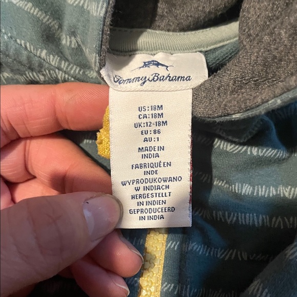 Tommy Bahama Teal Striped Kids Hoodie - Picture 4 of 5